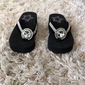 studded wedges flip flop. brand new.